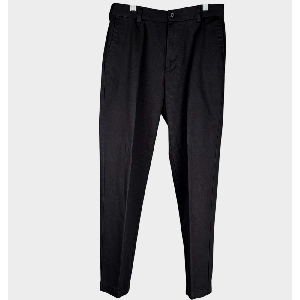 IZOD American Chino Straight Leg Pants Mens 32x30 Black Flat Front Dress NEW‎
